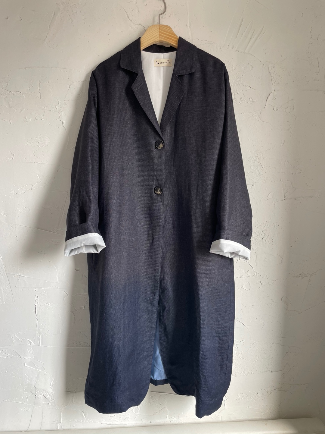 Hand dye linen coat (navy) 수작업 염색 트윌 린넨코트
