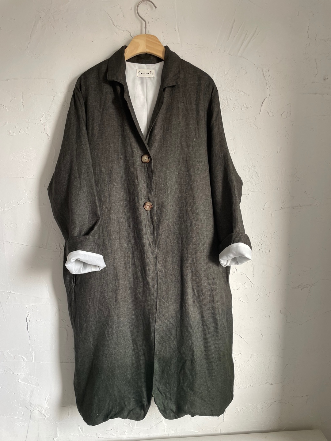 Hand dyed linen coat  (green) 수작업 그라데이션 트윌 린넨코트